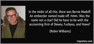 In the midst of all this, there was Bernie Madoff. An embezzler named ...