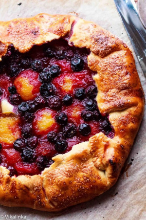 Yellow Plum and Blueberry Galette