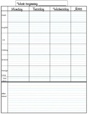 printable weekly planner sample syllabus school teacher