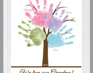Hand Print Tree Art, your Child' ;s prints! Mother's Day. Custom ...