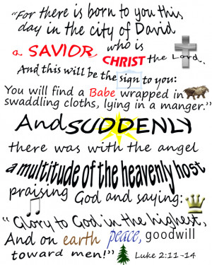 Christmas Bible Verses - printable for Luke 2:11-14