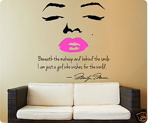 Marilyn-Monroe-Wall-Decal-Decor-Quote-Face-Pink-Lips-Makeup-Sticker ...