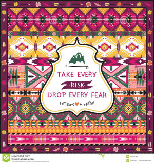 Navajo seamless tribal pattern with quotes on labels.