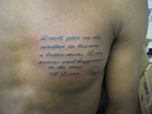 Lettering Tattoo on Chest for Men