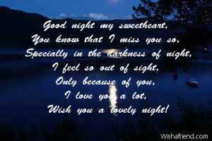 good night my sweetheart you know that i miss you so specially in the ...
