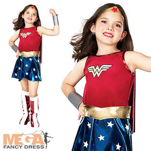 ... Woman-Girls-Fancy-Dress-1980s-Kids-Superhero-Halloween-Costume-3-10-Y