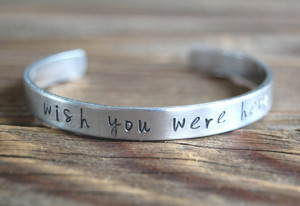 ... Cuff Style - Hand Stamped Quote - Miss You - Long Distance