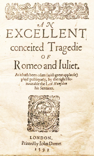 ... of Romeo and Juliet published in 1597 (Wikipedia: Romeo and Juliet