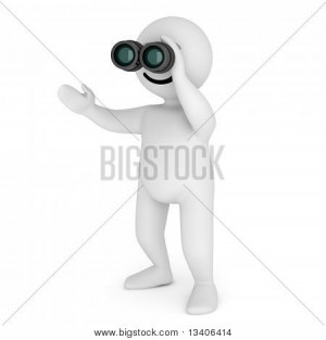 Funny smile character with binoculars