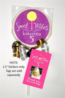Sweet Candy Wishes Birthday Party Lollipop Stickers