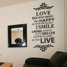 ... Laugh Family Smile Happy Art Wall Quotes / Wall Stickers/ Wall Decals