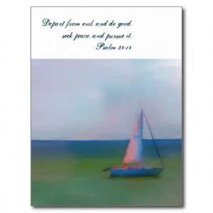 Postcard, Sailing Boat Bible Scripture, Seek Peace
