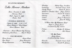 Funeral Program For Mary...