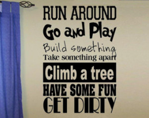 vinyl wall decal quote Go and Play childs playroom decor ...