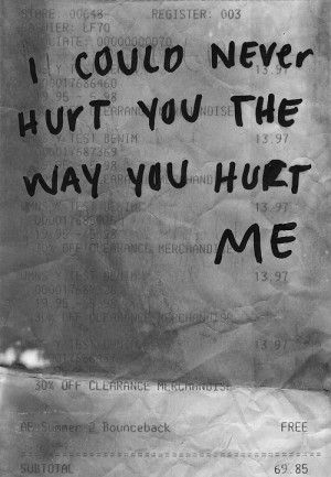 could never hurt you the way you hurt me.