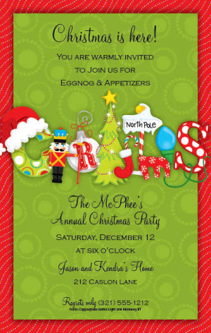 Christmas Red Green Open House invitation templates