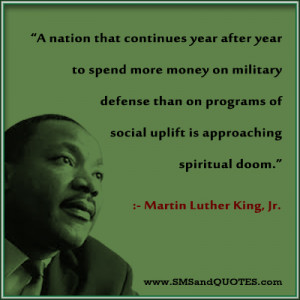 ... nation spending more money on military defense than social uplift is