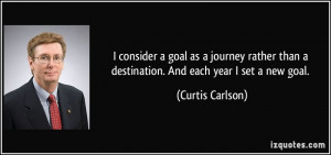 goal as a journey rather than a destination And each year I set a new