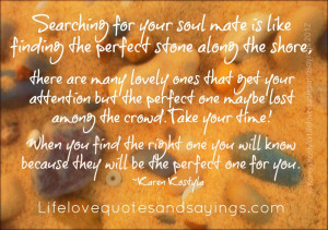 Searching for your soul mate is like finding the perfect stone along ...