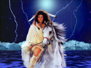 Indianen - Native American - Wallpaper - Indianen vrouw op een wit ...