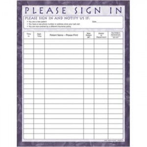 Sign in Sheets Medical Office