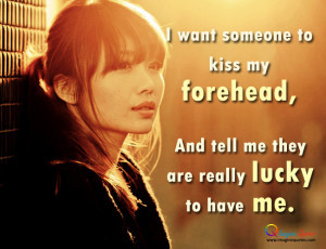 ... is standing alone and thinking, Life and love quote with cute girl