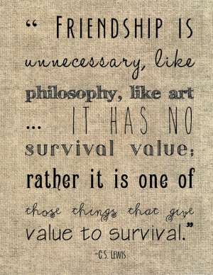 Lewis friendship quote typography print unique gift for ...