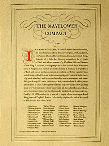 copy of The Mayflower Compact with signatures