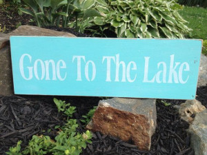 Rustic Distressed Quote GONE to THE LAKE sign Tiffany Aqua, Turquoise ...