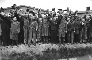 Prisoners of Dachau, at Liberation, Cheering the Liberating US ...