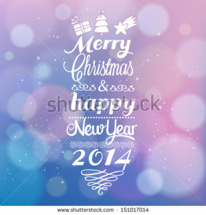 Beautiful Merry Christmas And Happy New Year Card Design With Bokeh