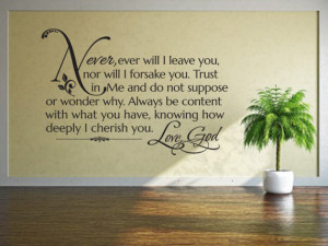 Religious Wall Quote. Never, Ever Will I Leave You - CODE 096
