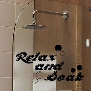 ... Soak Quote Bathroom Wall Sticker Shower Vinyl Bubbles Decal Home Q55