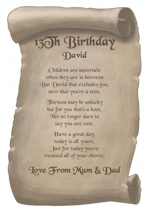 Poem 13th Birthday http://www.ebay.co.uk/itm/PERSONALISED-13TH ...