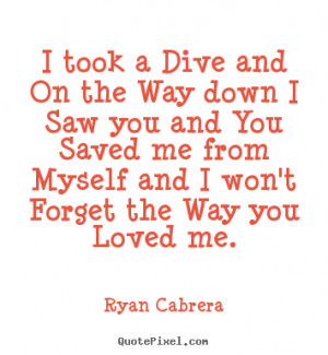 Ryan Cabrera poster quotes - I took a dive and on the way down i saw ...