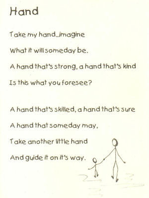 ... mini-poster, suitable for framing, with the inspirational poem Hand