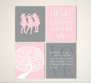 , sisters quotes, girls quotes wall art, kids wall art, girls bedroom ...
