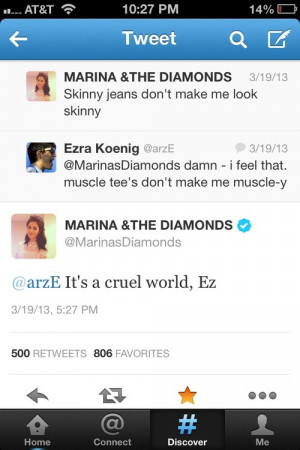 Marina Diamandis Marina and the Diamonds Ezra Koenig Celebrity Twitter