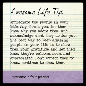 Awesome Life Tip: Show Appreciation
