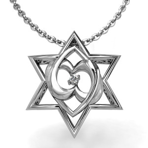 Pre-Order Item: Star of David Hearts Pendant, Radiant Silver w/ .03 ...