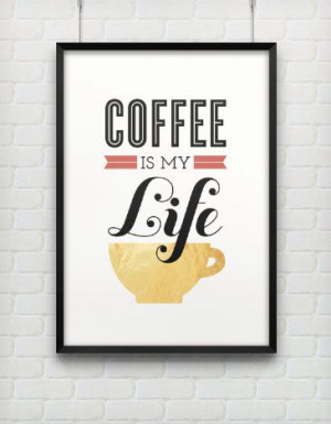 Print, Quote Print, Coffee Poster, Retro Inspired,Black, Gold, Coffee ...