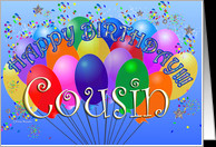 Happy Birthday Cousin Cheerful Colorful Party Balloon birthday bunch ...