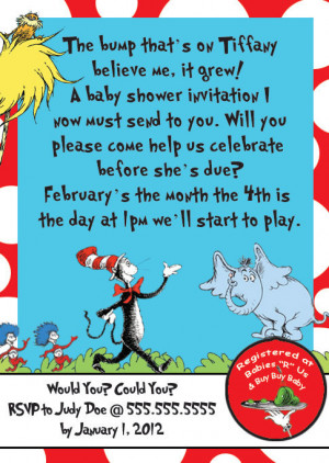 25-100 Customized Dr. Seuss Baby Shower Invite and Thank You Postcard ...