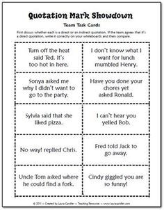 Quotation Mark Showdown Task Cards (free) Laura Cander's Teaching ...