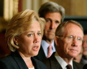 Democratic senator Mary Landrieu speaks alongside Harry Reid and John ...