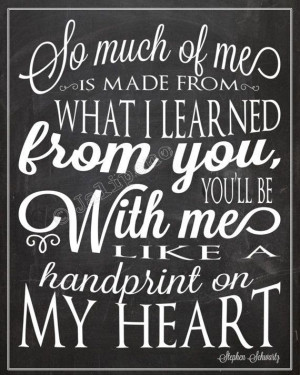 ... you, you'll be with me like a handprint on my heart - Stephen Schwartz