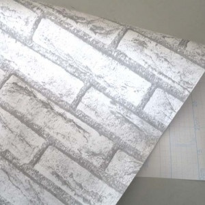 45cm Vintage Grey Brick Peel-Stick Wallpaper - Self Adhesive