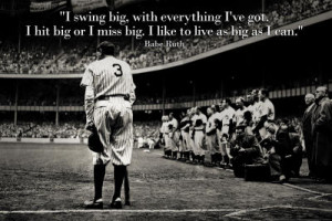 Title: Babe Ruth Swing Big Quote Sports Poster Print