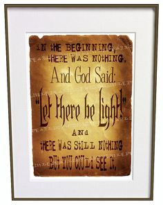 Quote Art Print Poster Let There Be Light Funny by SayThatAgainSam, $ ...