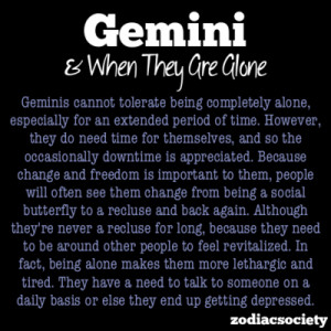 Zodiac Society - Gemini & Being Alone | via Tumblr